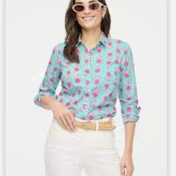 J. Crew Factory BF817 Lightweight cotton floralshirt in signature fit size small - Picture 3 of 9